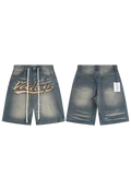A&L American High-Street Embroidered Patch Denim Shorts
