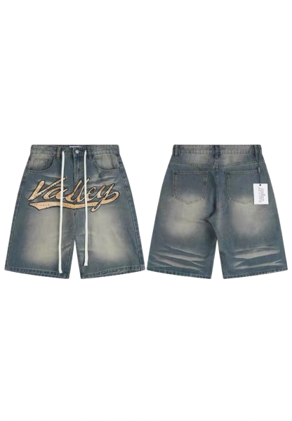 A&L American High-Street Embroidered Patch Denim Shorts