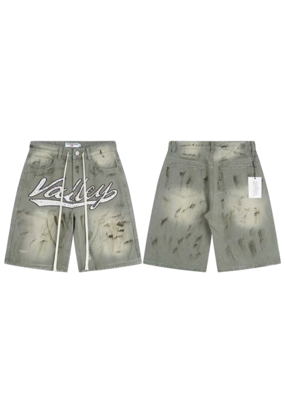 A&L American High-Street Embroidered Patch Denim Shorts